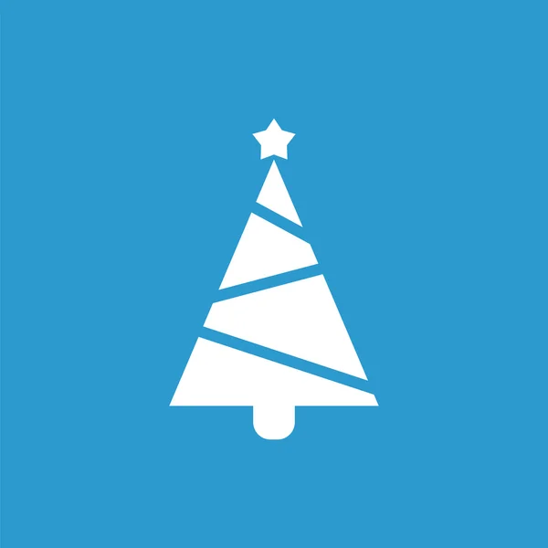 圣诞树图标，在蓝色背景上的白色 — 图库矢量图片