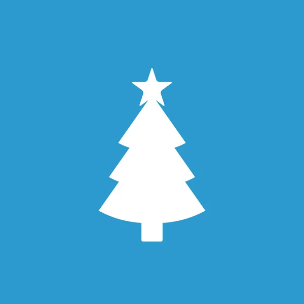 圣诞树图标，在蓝色背景上的白色 — 图库矢量图片