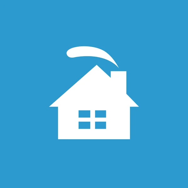 Acogedor icono de la casa, blanco sobre el fondo azul — Vector de stock