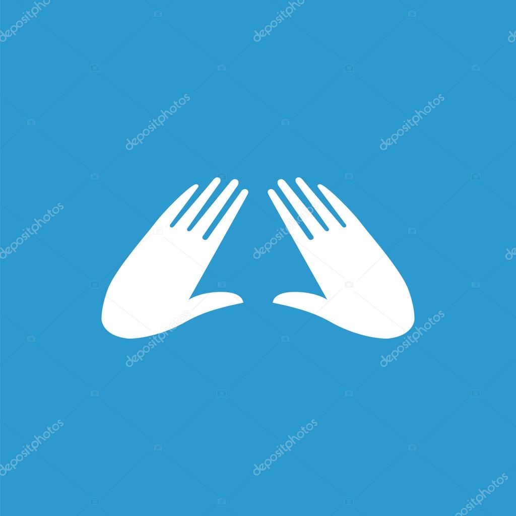 Massage icon, isolated, white on the blue background. Exclusive Symbol