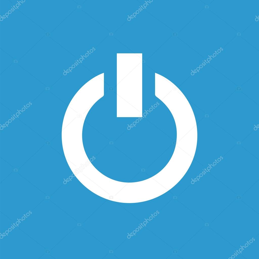 power on icon, white on the blue background