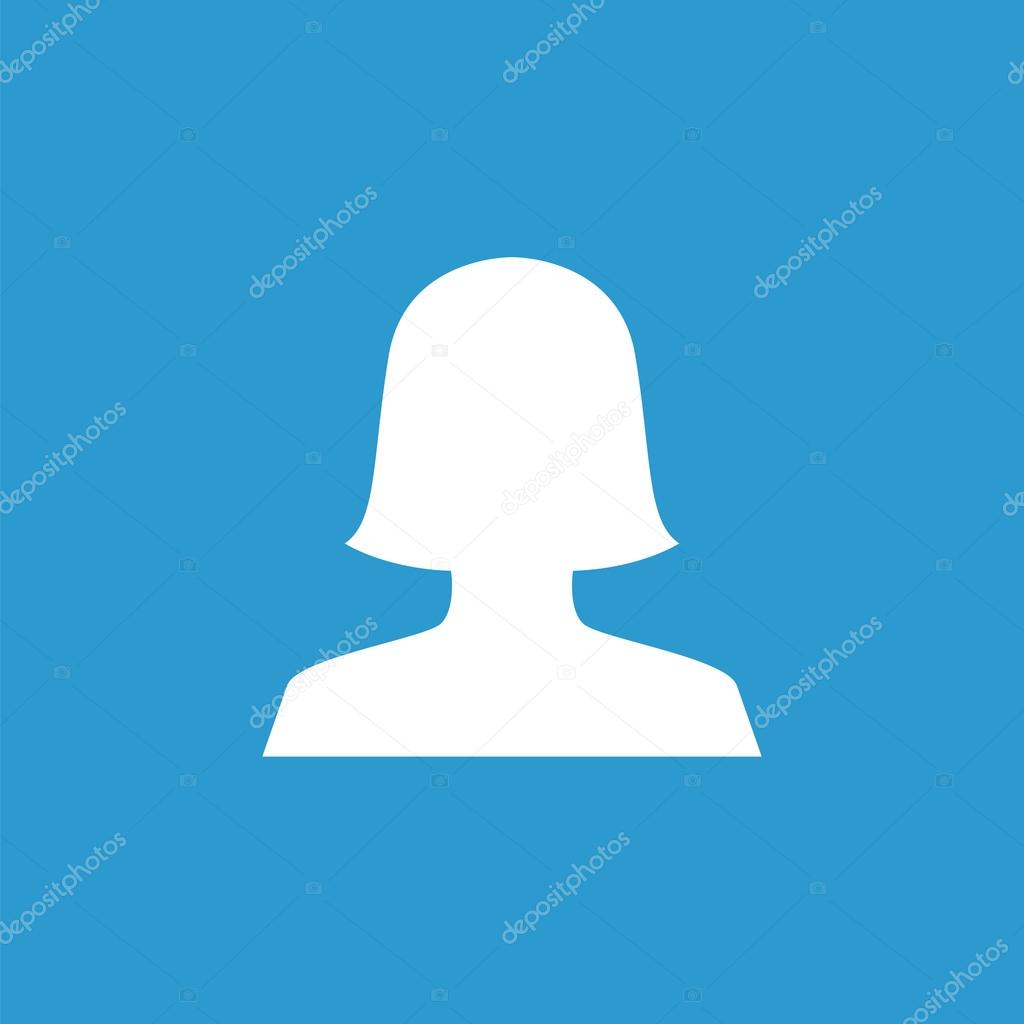 female profile icon, white on the blue background