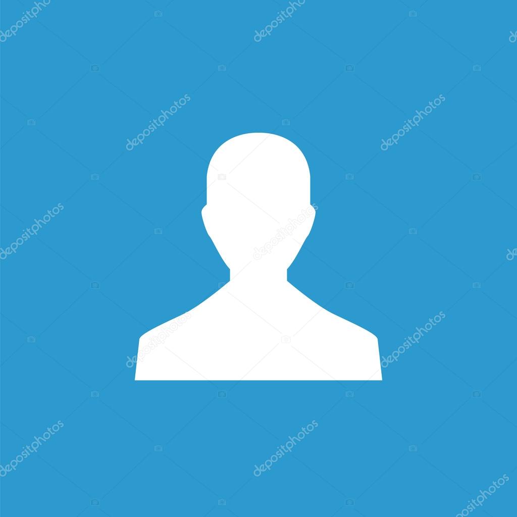 male profile icon, white on the blue background