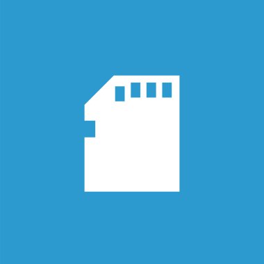 hafıza kartı simgesine, mavi arka plan üzerinde beyaz