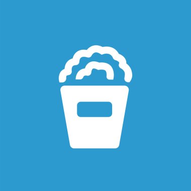 patlamış mısır simgesi, mavi arka plan üzerinde beyaz