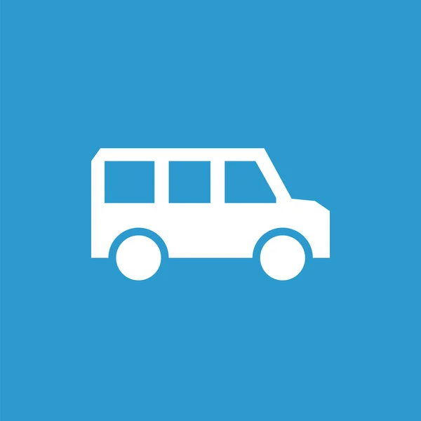 Icono del autobús escolar, blanco sobre el fondo azul — Vector de stock