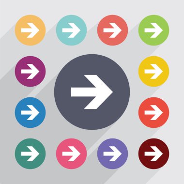 ok daire, düz Icons set