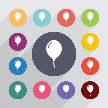 Balon daire, düz Icons set
