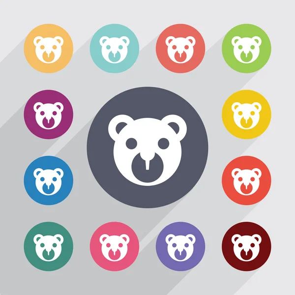 Іграшкове коло ведмедя, набір плоских іконок — стоковий вектор