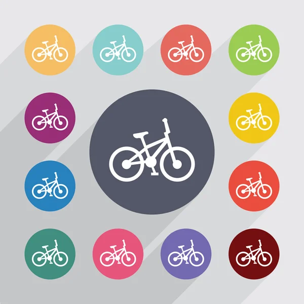 Cercle de vélo, ensemble d'icônes plates — Image vectorielle
