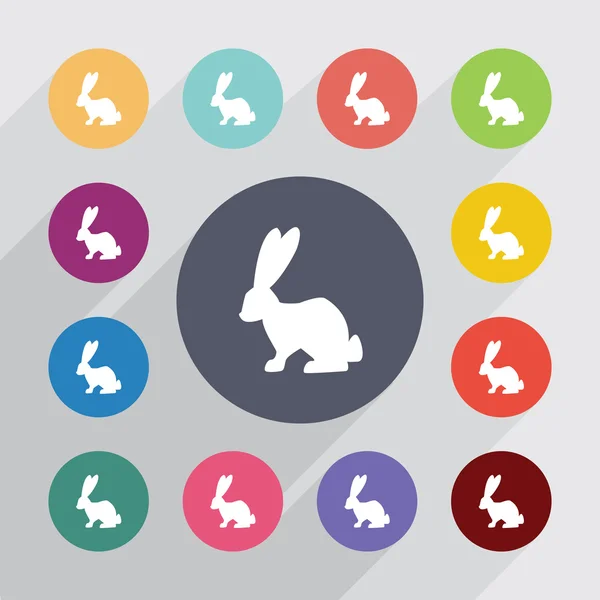 Coniglio, set icone piatte — Vettoriale Stock