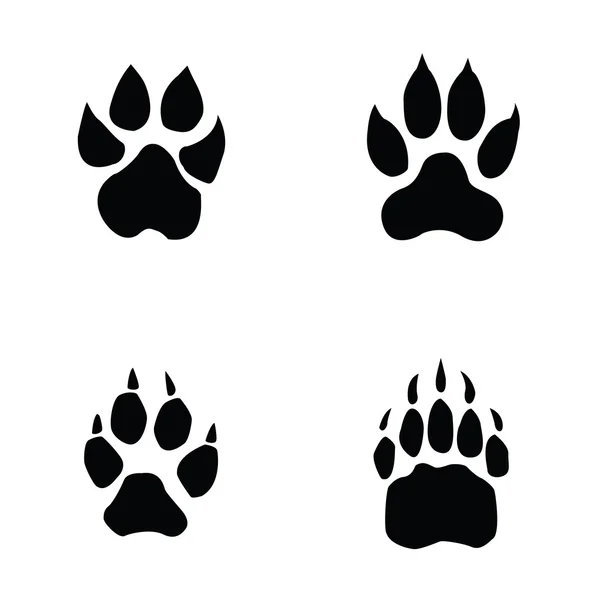 León, tigre, lobo, oso footprin — Vector de stock