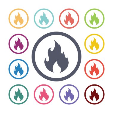 Yangın düz simgeler se