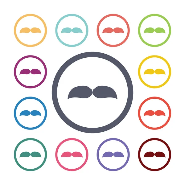 Mustache flat icons se — Stock Vector