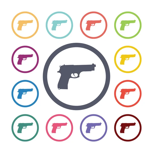 Pistola iconos planos se — Vector de stock