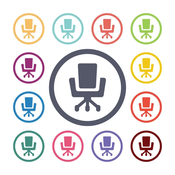 Office chair flat icons se — Stock Vector