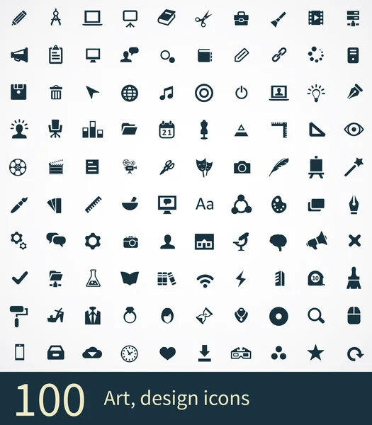 100 arte, iconos de diseño se — Archivo Imágenes Vectoriales