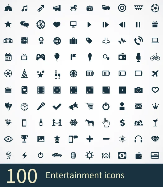 100 entertainment icons se — Stock Vector