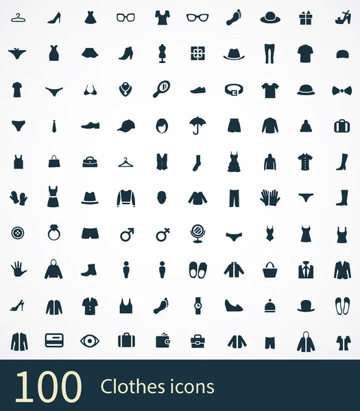 100 ícones de roupas se — Vetor de Stock