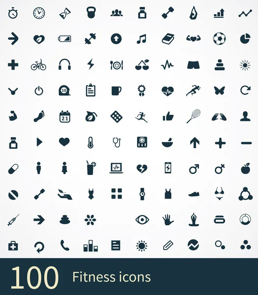 100 fitness ikoner se — Stock vektor