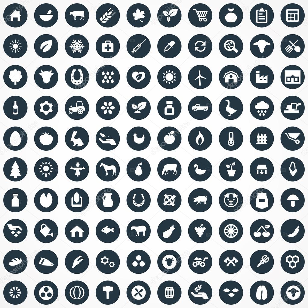 100 agriculture, farm icons se