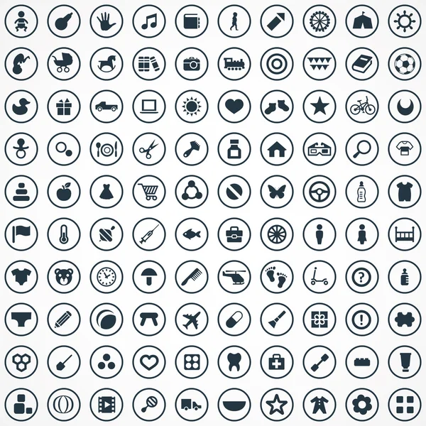 100 bebé, niños iconos se — Vector de stock