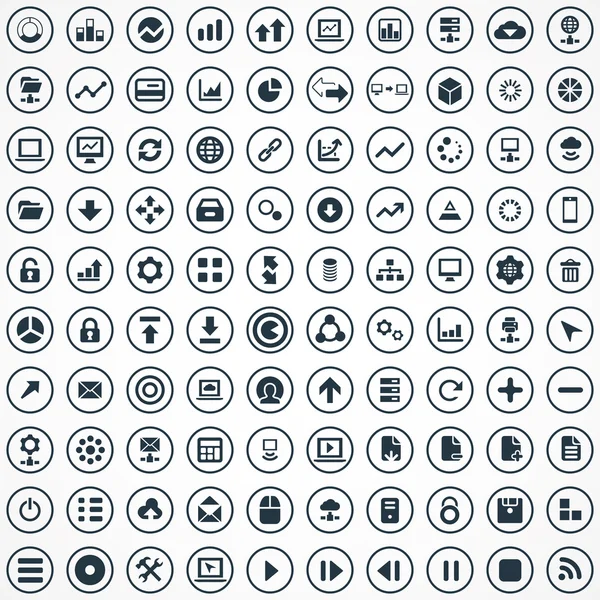 100 grote gegevens, database pictogrammen se — Stockvector