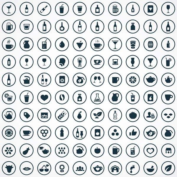 100 iconos de bebidas se — Vector de stock