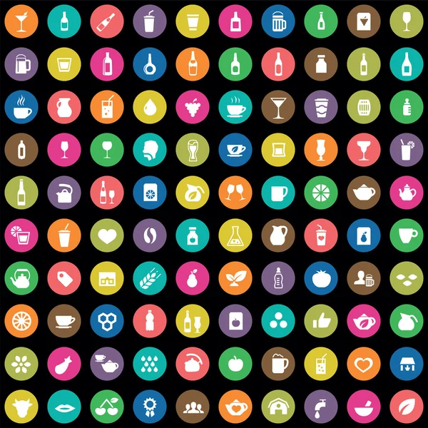 100 drinks icons se — Stock Vector