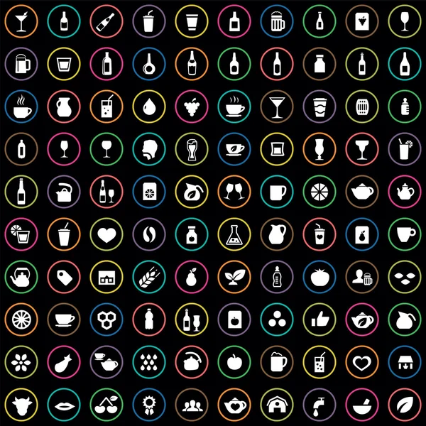 100 drinks icons se — Stock Vector