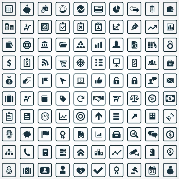100 金融アイコン — ストックベクタ