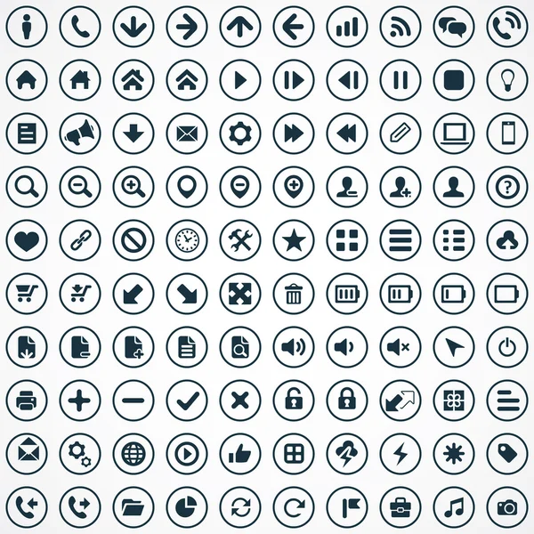 100 Icone UI per Web e Mobil — Vettoriale Stock