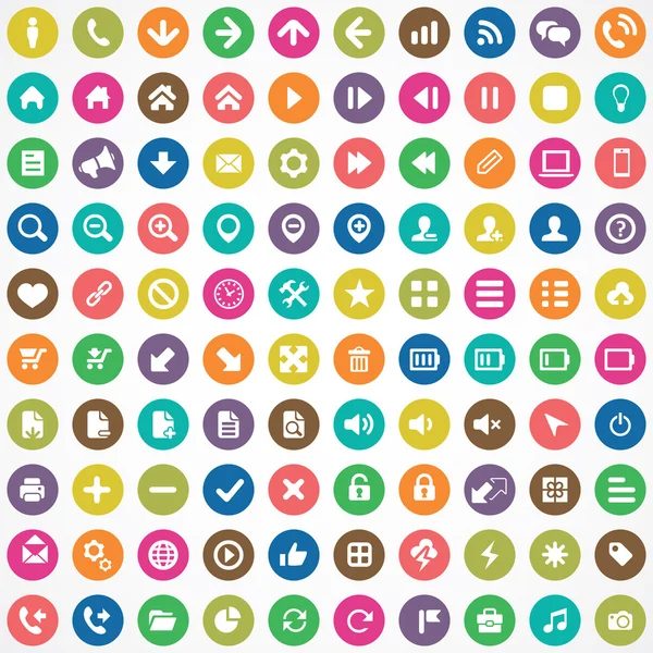100 Icone UI per Web e Mobil — Vettoriale Stock