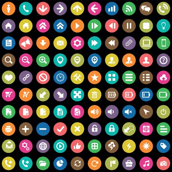100 Ui ikoner för webb och Mobil — Stock vektor