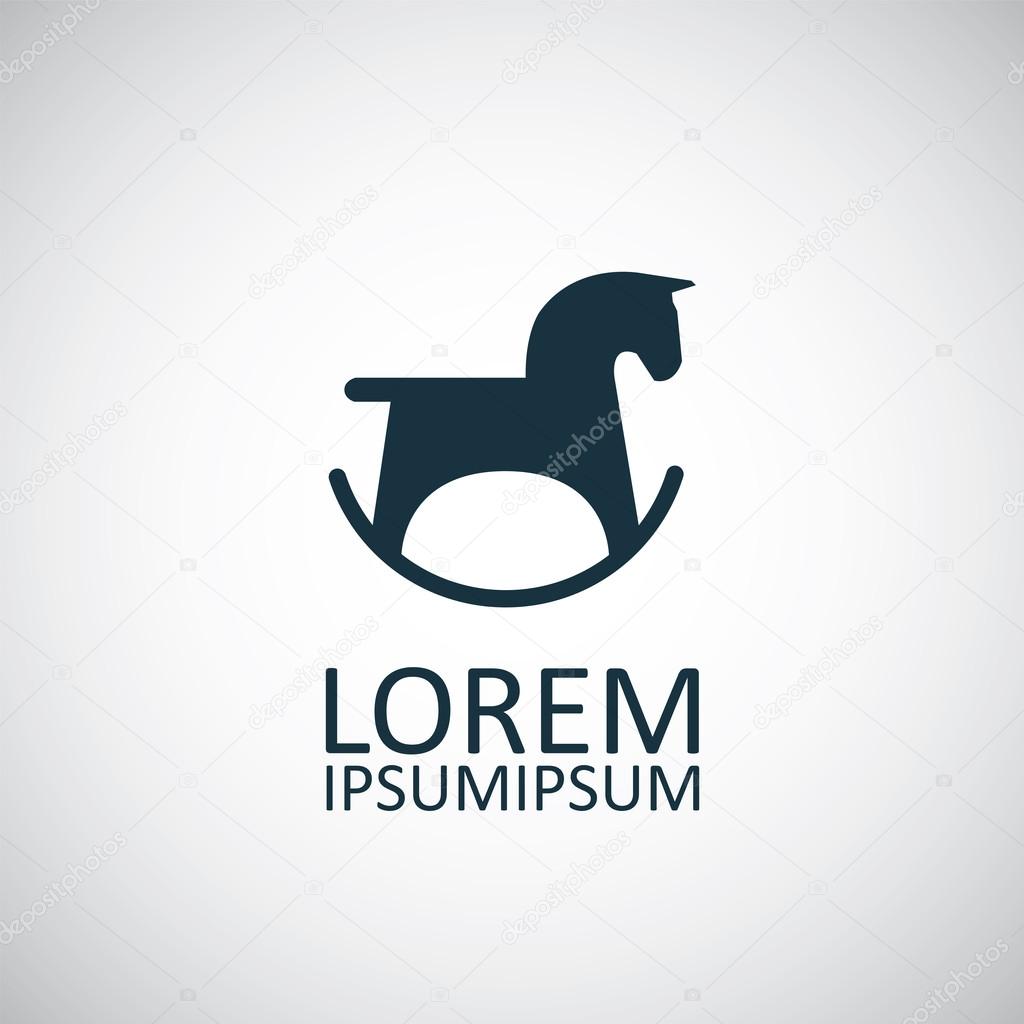 Horse toy isolated black icon logo on white backgroun