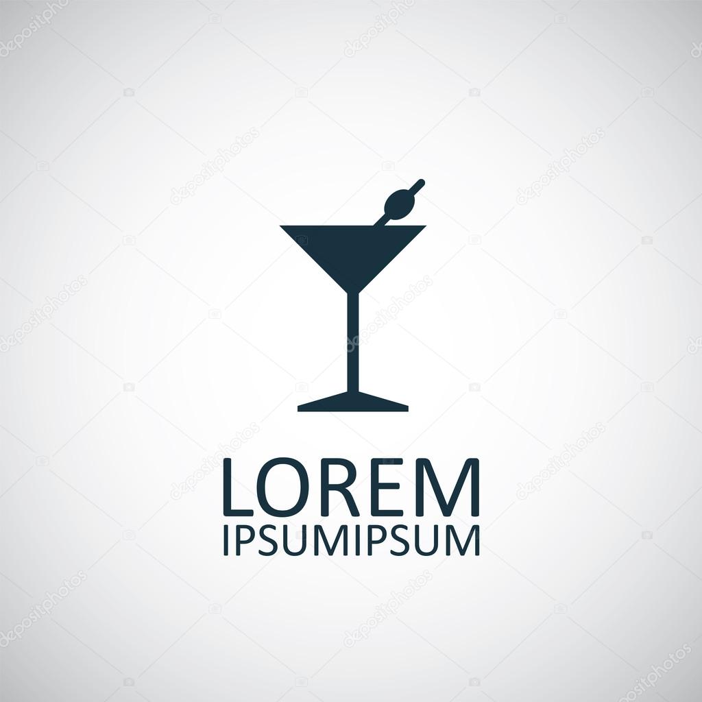 Cocktail isolated black icon logo on white backgroun