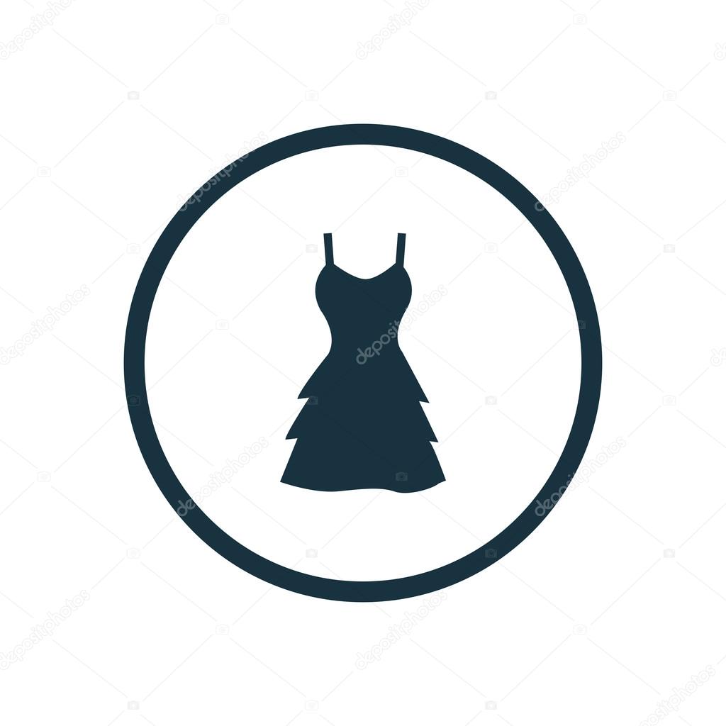 Evening dress isolated black icon logo on white backgroun