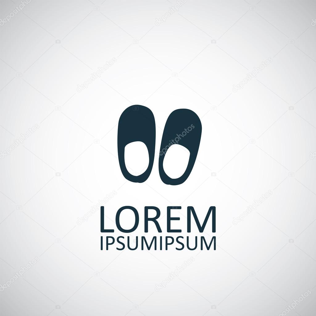 Slippers isolated black icon logo on white backgroun