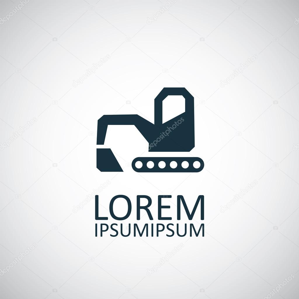 Excavator isolated black icon logo on white backgroun