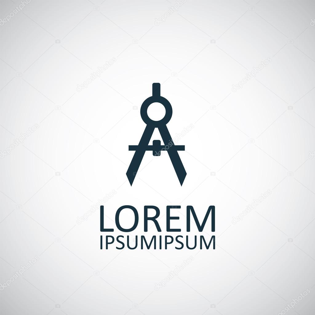 Compasses isolated black icon logo on white backgroun