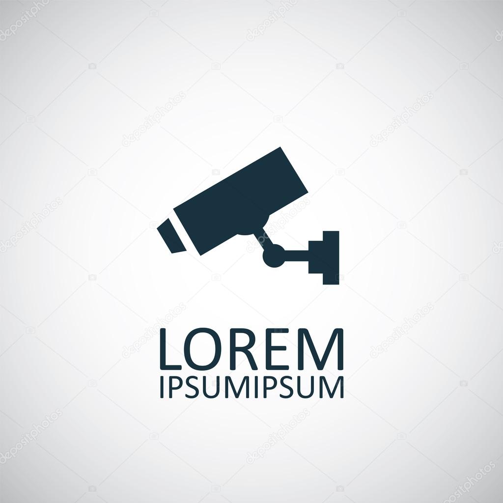 Security camera isolated black icon logo on white backgroun