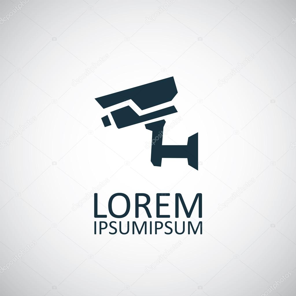 Security camera isolated black icon logo on white backgroun