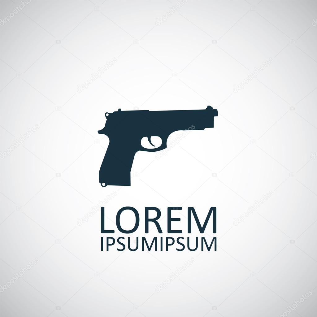 Gun isolated black icon logo on white backgroun