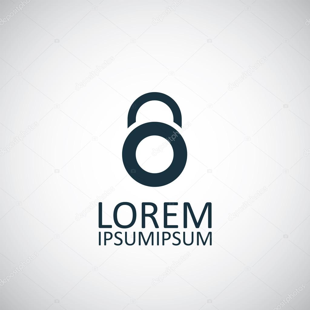 Lock isolated black icon logo on white backgroun