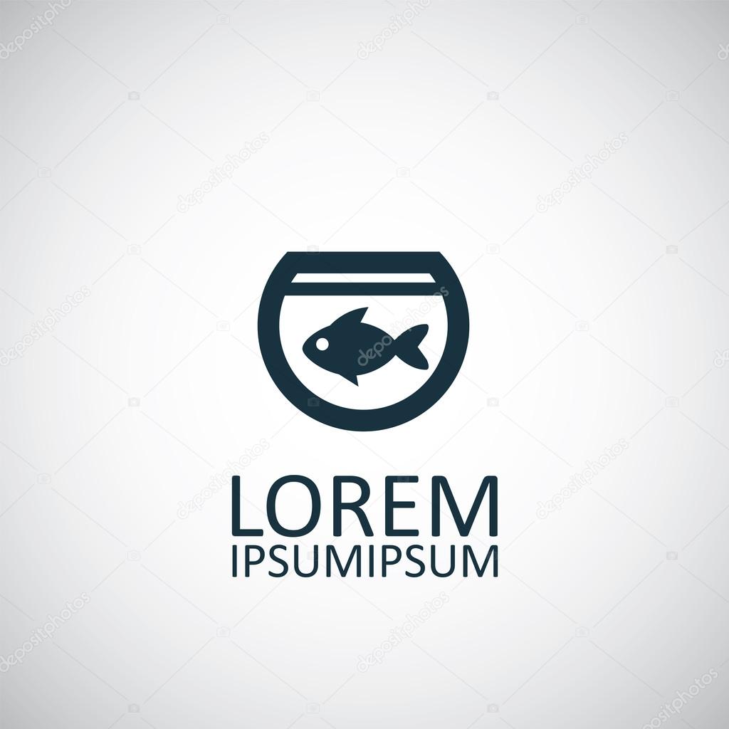 fish, aquarium isolated black icon log