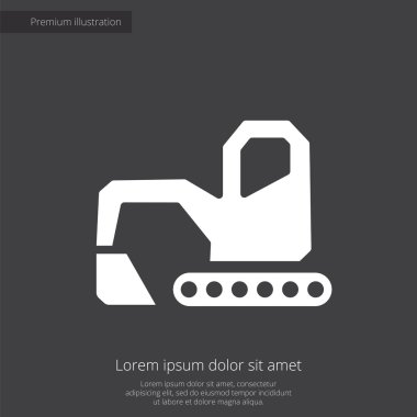 Ekskavatör sigorta primi illüstrasyon simge, koyu arka plan üzerinde beyaz