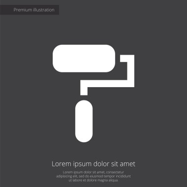 boya silindiri sigorta primi illüstrasyon simge, koyu arka plan üzerinde beyaz