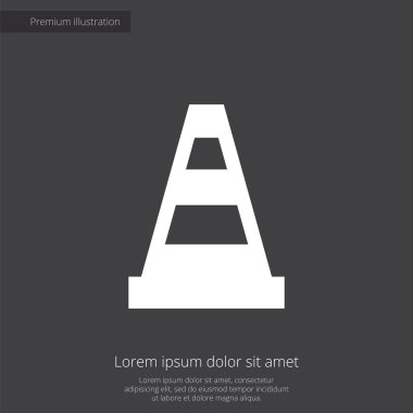 İnşaat koni sigorta primi illüstrasyon simge, karanlık backg beyaz