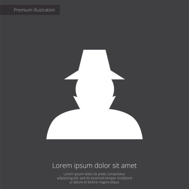 Dedektif sigorta primi illüstrasyon simge, koyu arka plan üzerinde beyaz