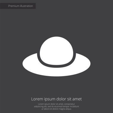kadın şapka sigorta primi illüstrasyon simge, koyu arka plan üzerinde beyaz